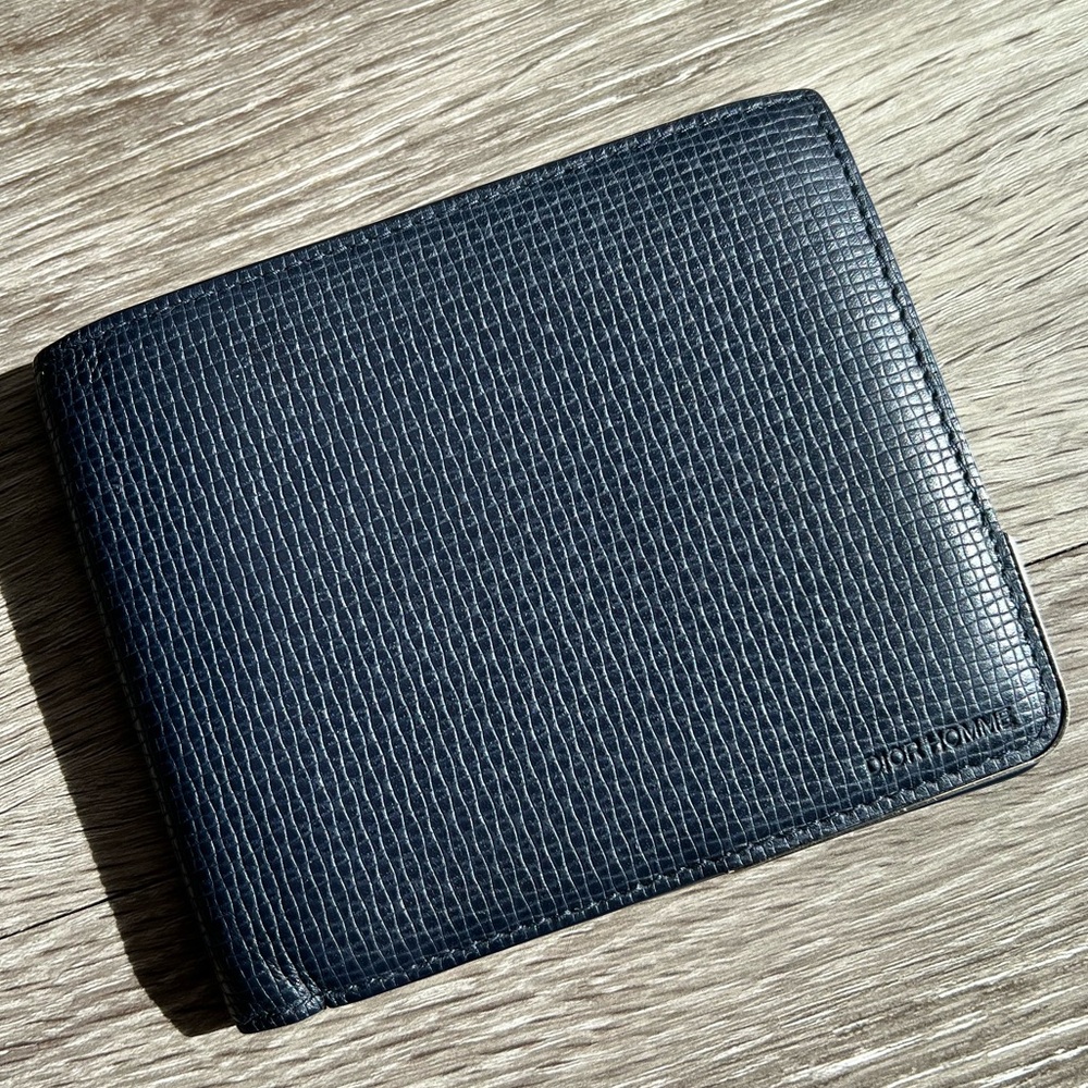 Dior Homme Authentic Navy Blue Leather Silver Hardware Wallet